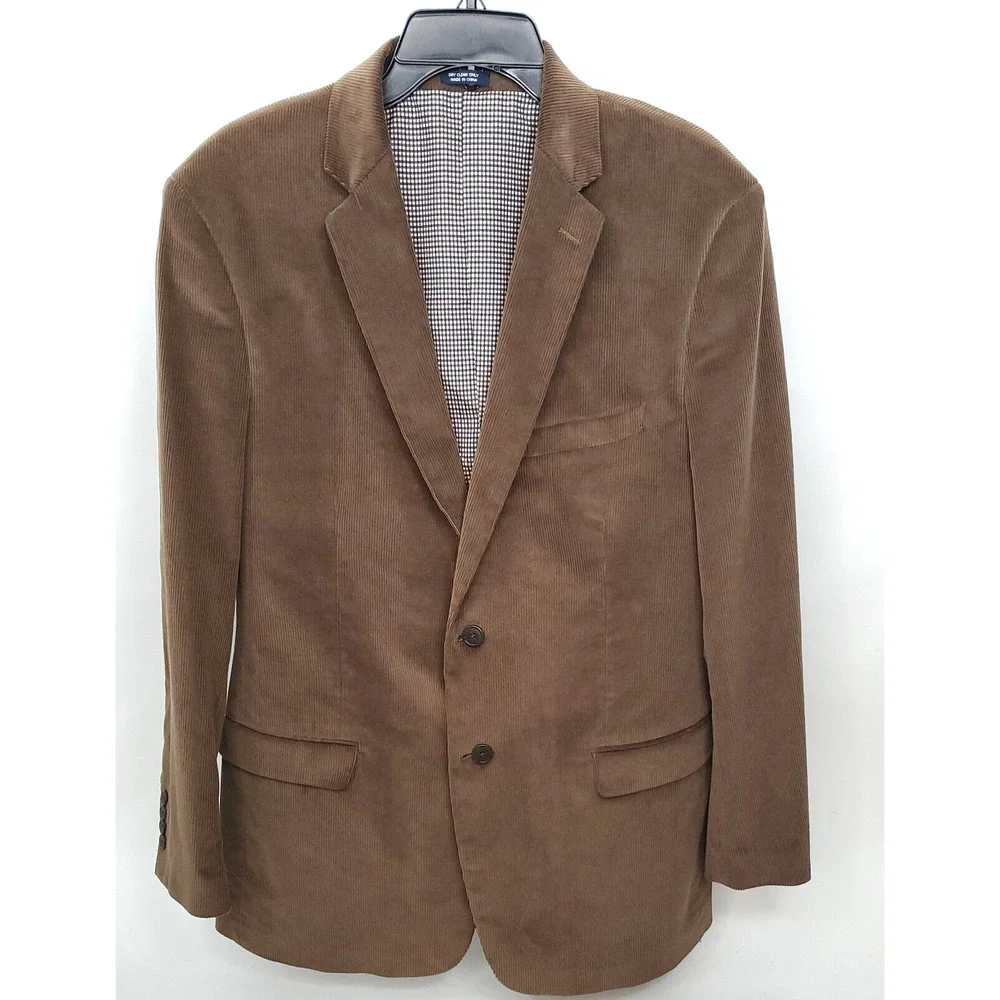 Saddlebred Mens 42 L Two Button Cotton Blazer Brown Corduroy Sport Coat Jacket
